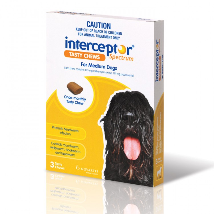 Interceptor Spectrum Tasty Chew For Medium Dogs between 11-22kg (Yellow ...