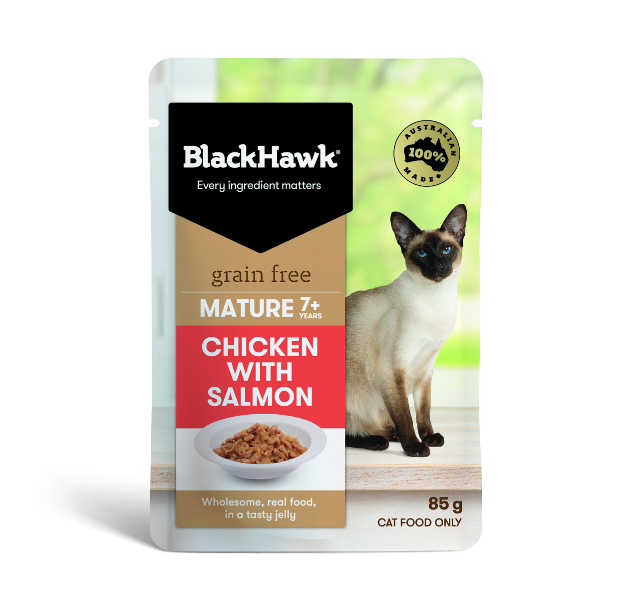 Black Hawk GRAIN FREE Chicken with Salmon in Jelly WET CAT FOOD Mature